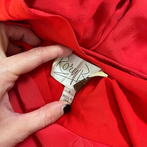 Rory Beca Kaya Red Silk Satin Mini Dress V Neck Tie Short Solid Revolve Small - Picture 3 of 4